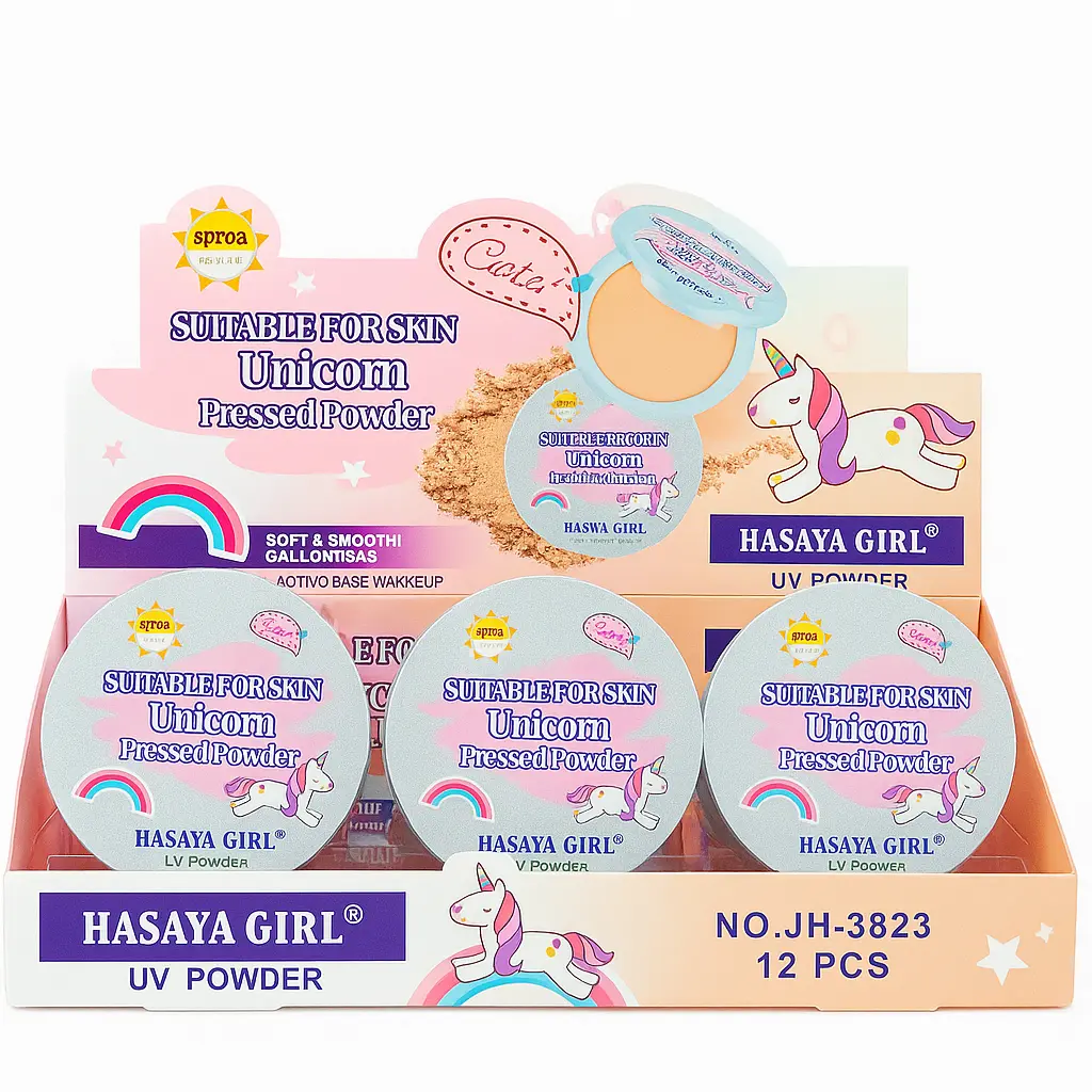 پنکک مدل یونیکورنی ضد آفتابدار SPF35 برند هاسیا شماره 01 | HASAYA GIRL